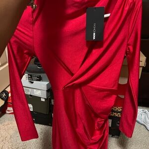 Fashion Nova Red Asymmetrical Bodycon Dress